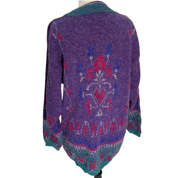 Vintage Y2K Chunky Sweater by Weekend Edition Purple Aztec Inspired Print - Picture 5 of 8